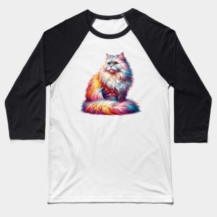 Cat Rainbow pop art Baseball T-Shirt